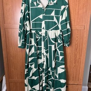 Zara printed button midi dress